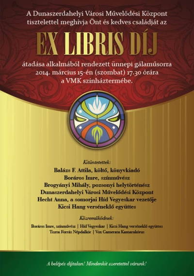 Az Ex Libris Díj átadása. Helyszín: VMK, színházterem